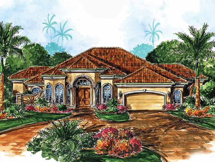 Front Rendering Image for House Plan DHSW54754